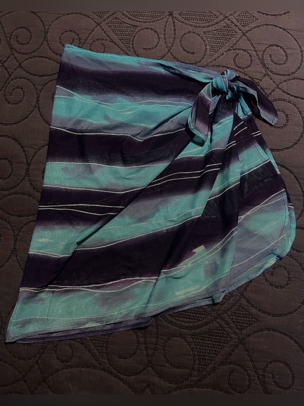 Navy, Purple & Teal Striped Women's Wrap Cover-up